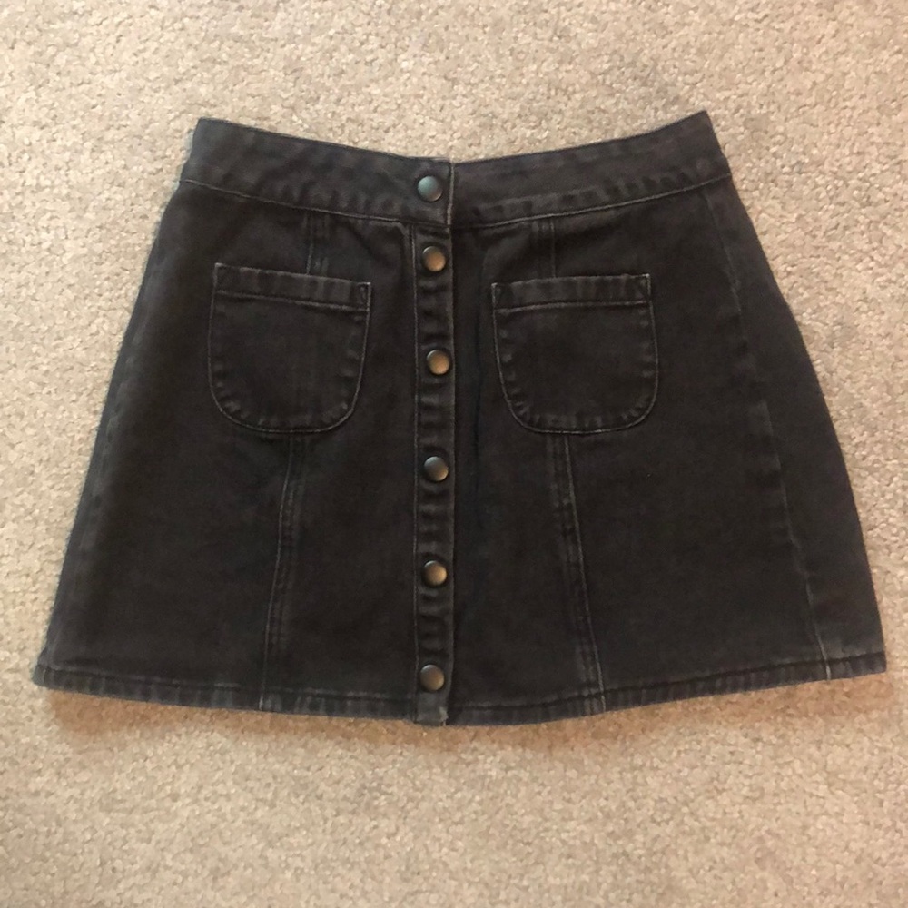 Melville Black Button up Denim Skirt